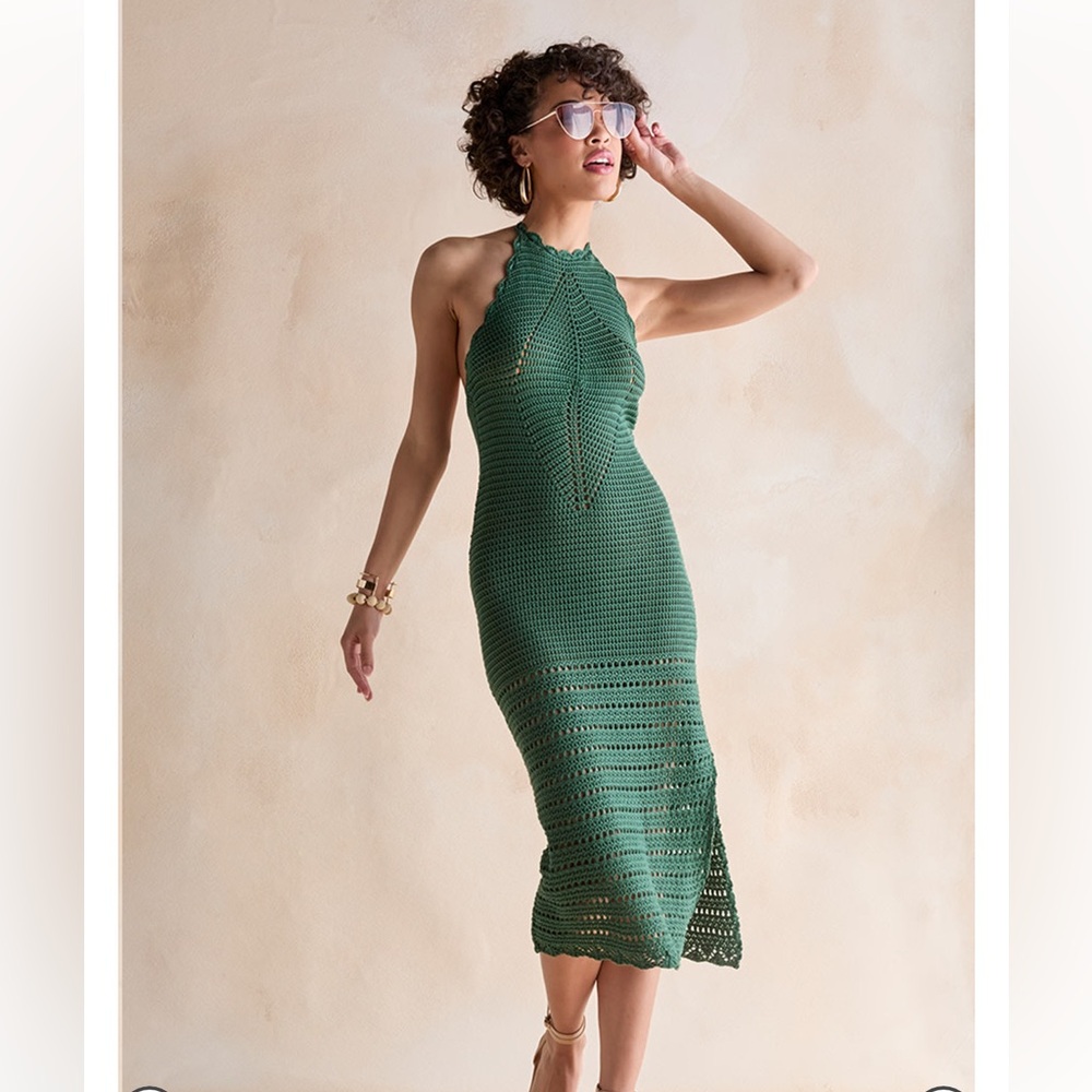 Abigail Halter Crochet Midi Dress